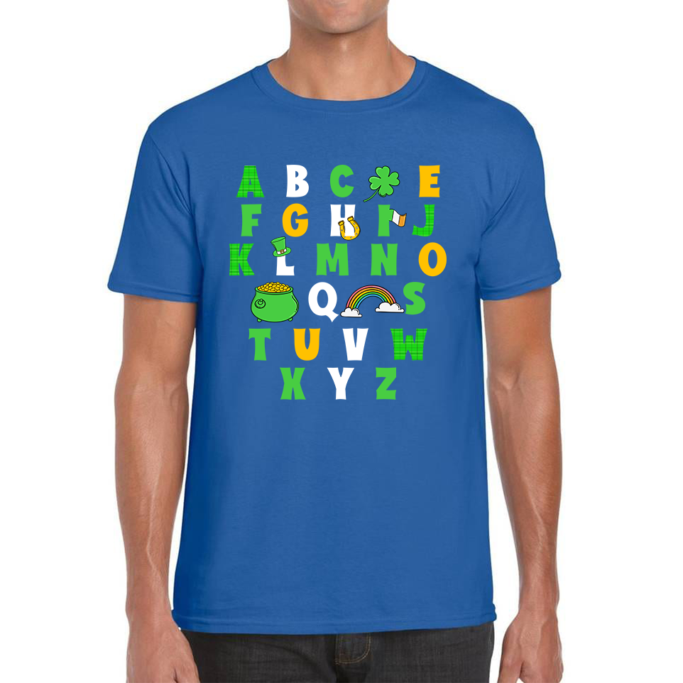 St Patrick's Day Alphabet Letters Alphabet A - Z Shamrock Alphabet St Paddy's Letters Mens Tee Top