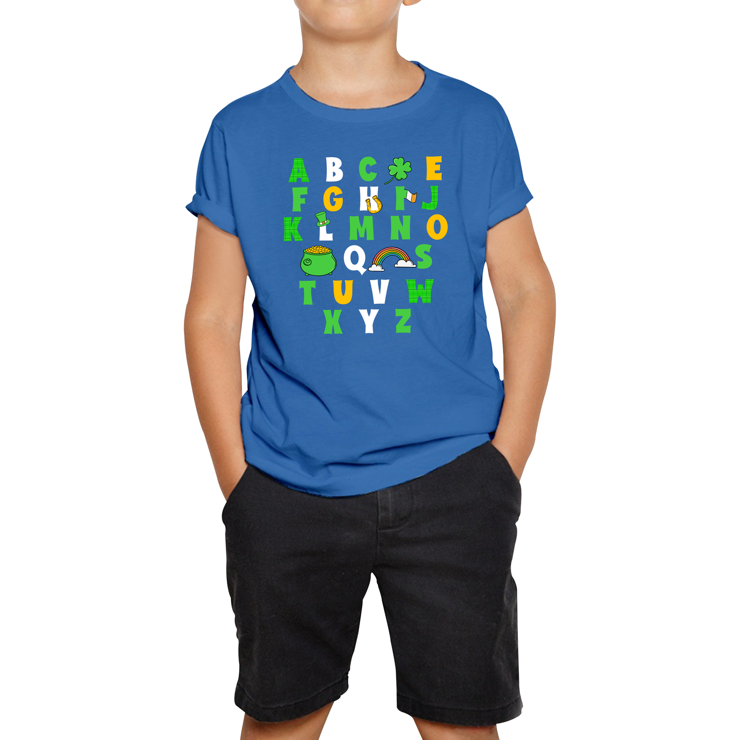 St Patrick's Day Alphabet Letters Alphabet A - Z Shamrock Alphabet St Paddy's Letters Kids Tee