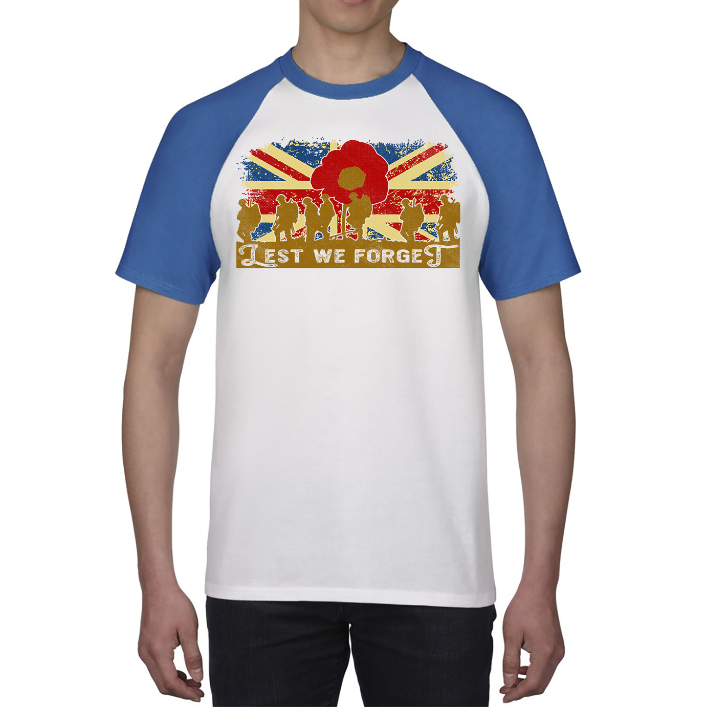 Lest We Forget Poppy Anzac Day Baseball T Shirt