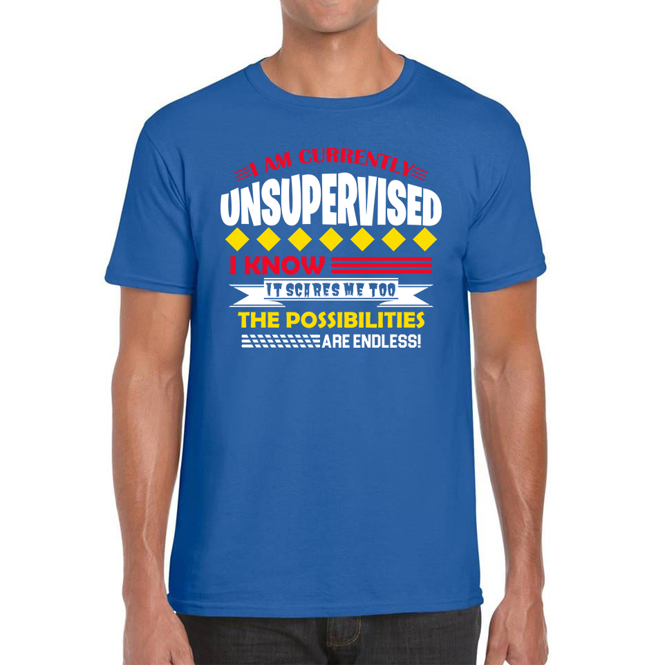 I Am Currently Unsupervised I Know It Scares Me Too But The Possibilities Are Endless T Shirt