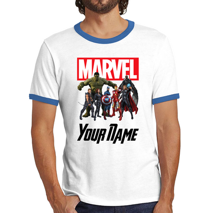 Personalised Marvel Avengers Superheroes Team Your Custom Name Ringer T Shirt