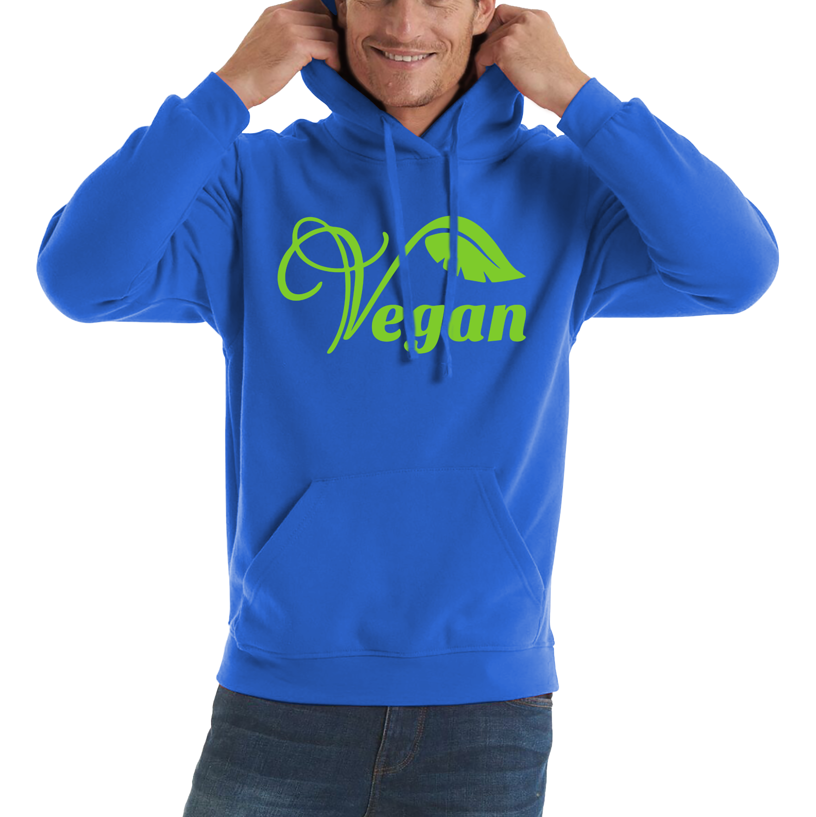 Vegan Logo Green V Leaf Hoodie