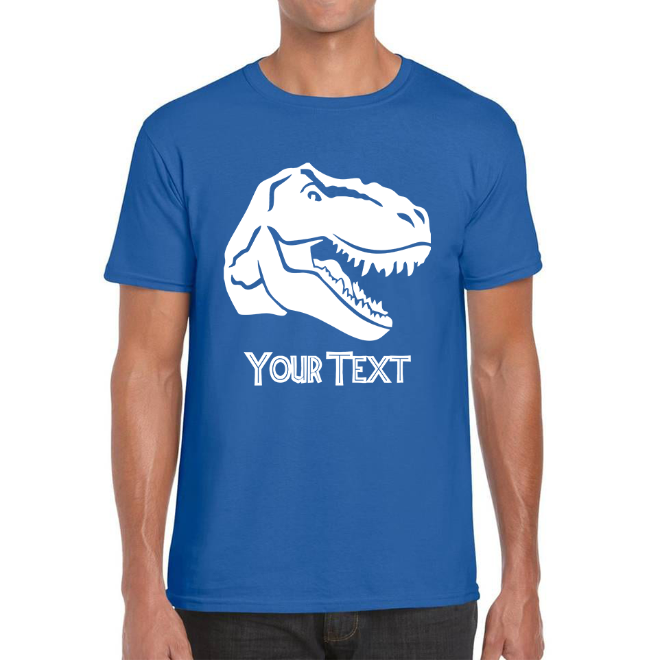 Personalised Dinosaur T-Rex Roaring Face Your Text Tyrannosaurus Rex Dino Mens Tee Top