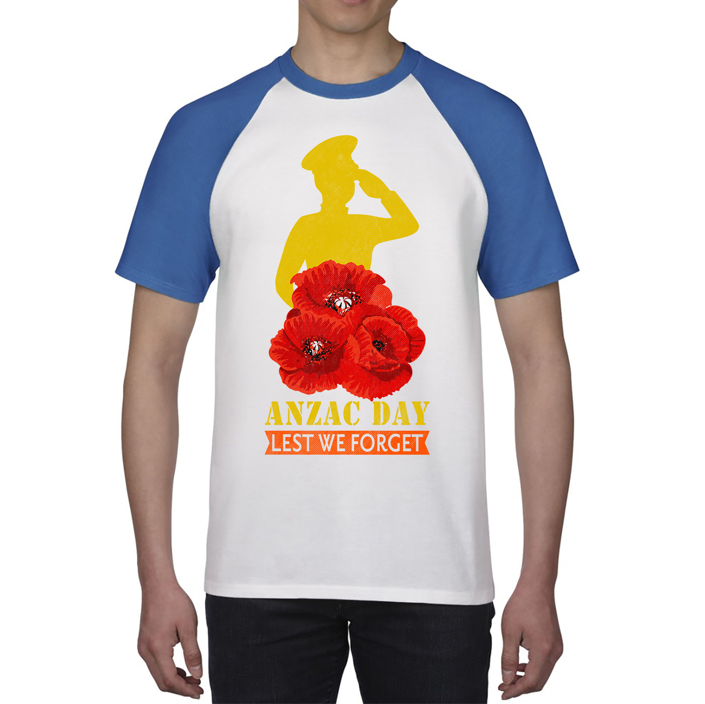 Anzac Day Lest We Forget Poppy Baseball T Shirt