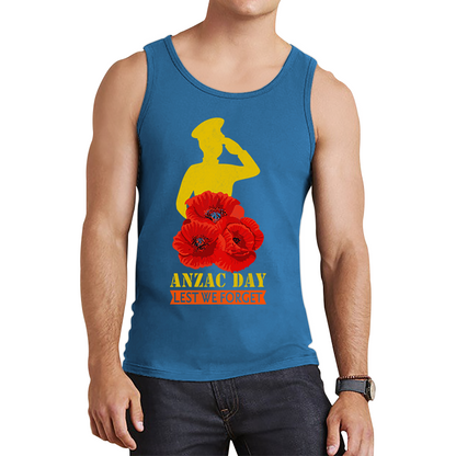 Anzac Day Lest We Forget Poppy Flowers British Veteran Tank Top