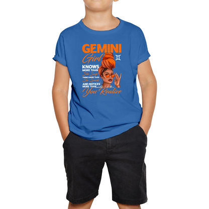 Gemini Girl Knows More Than Think More Than Horoscope Zodiac Astrological Sign Birthday Kids Tee