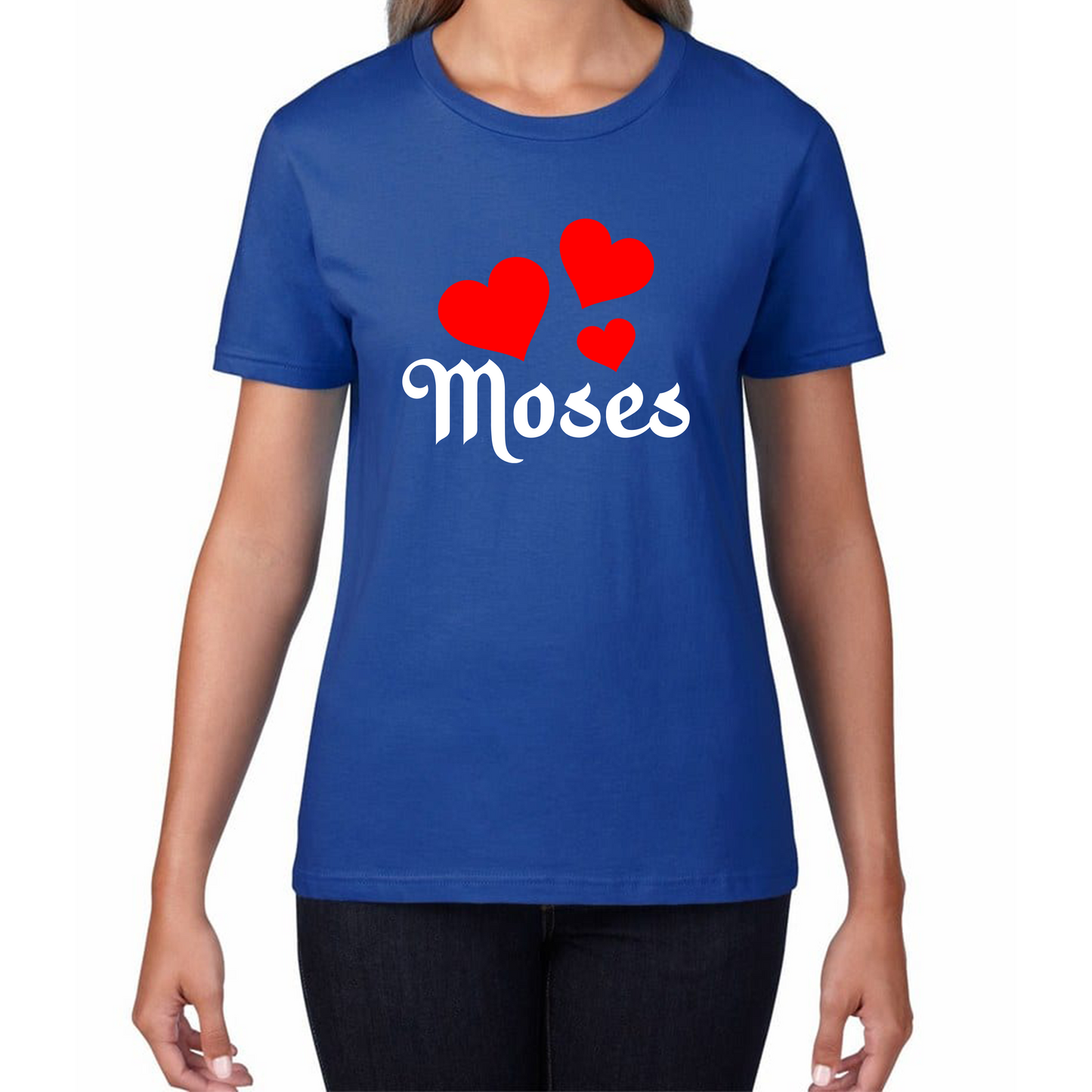 Moses Hearts Religions Prophet Jewish Founder Of Monotheistic Belief Womens Tee Top