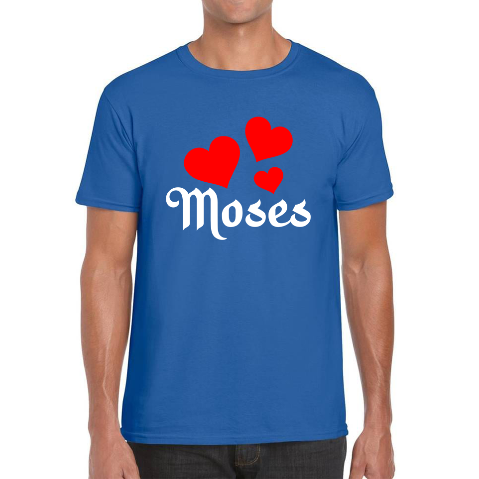 Moses Hearts Religions Prophet Jewish Founder Of Monotheistic Belief Mens Tee Top