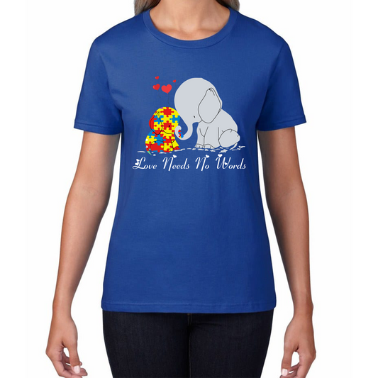 Love Needs No Words Elephant Autism Awareness T Shirt