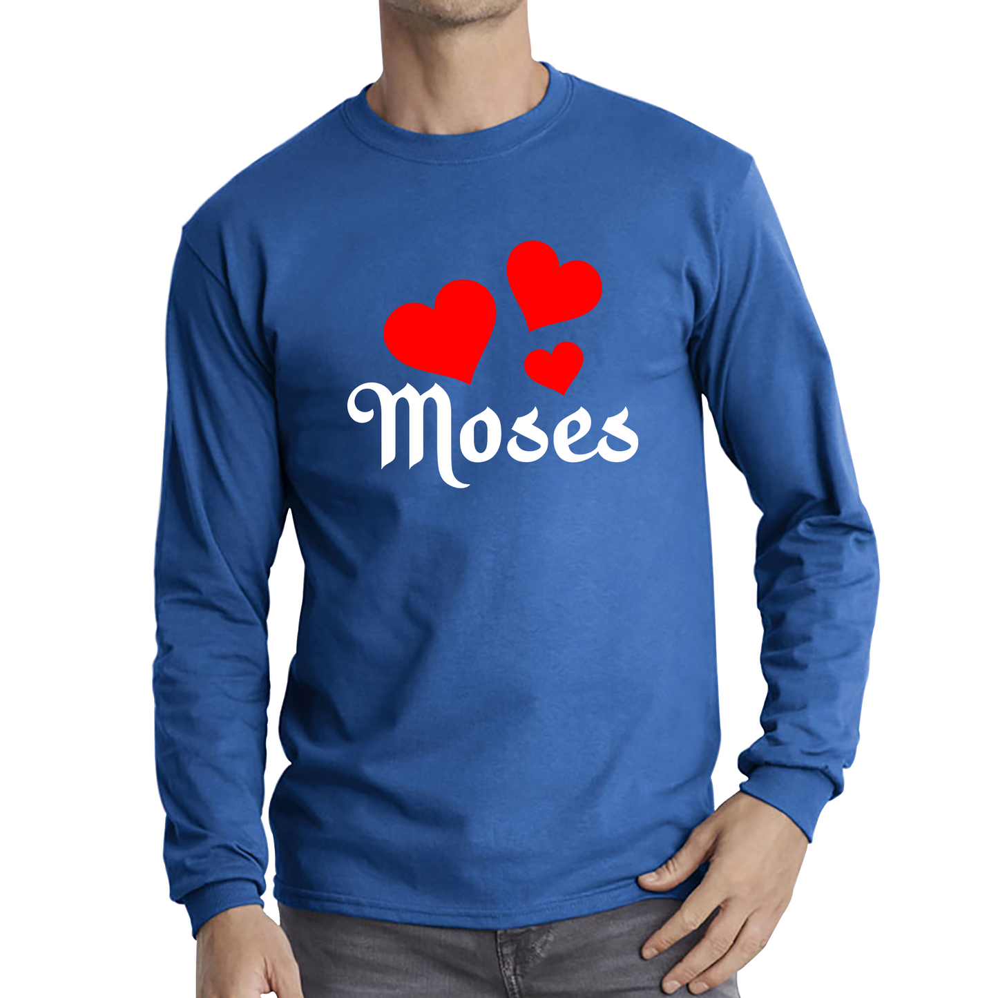 Moses Hearts Religions Prophet Jewish Founder Of Monotheistic Belief Long Sleeve T Shirt