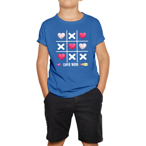 Valentine's Day Tic Tac Toe Love Wins Tic Tac Funny Game Lovers Gift Kids Tee