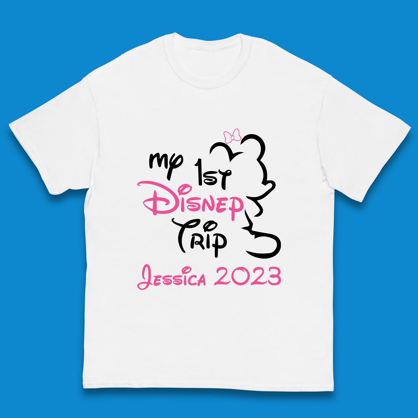 Personalised My 1st Disney Trip Disney Mickey Mouse Minnie Mouse Your Name Disneyland Trip Vacations Kids T Shirt