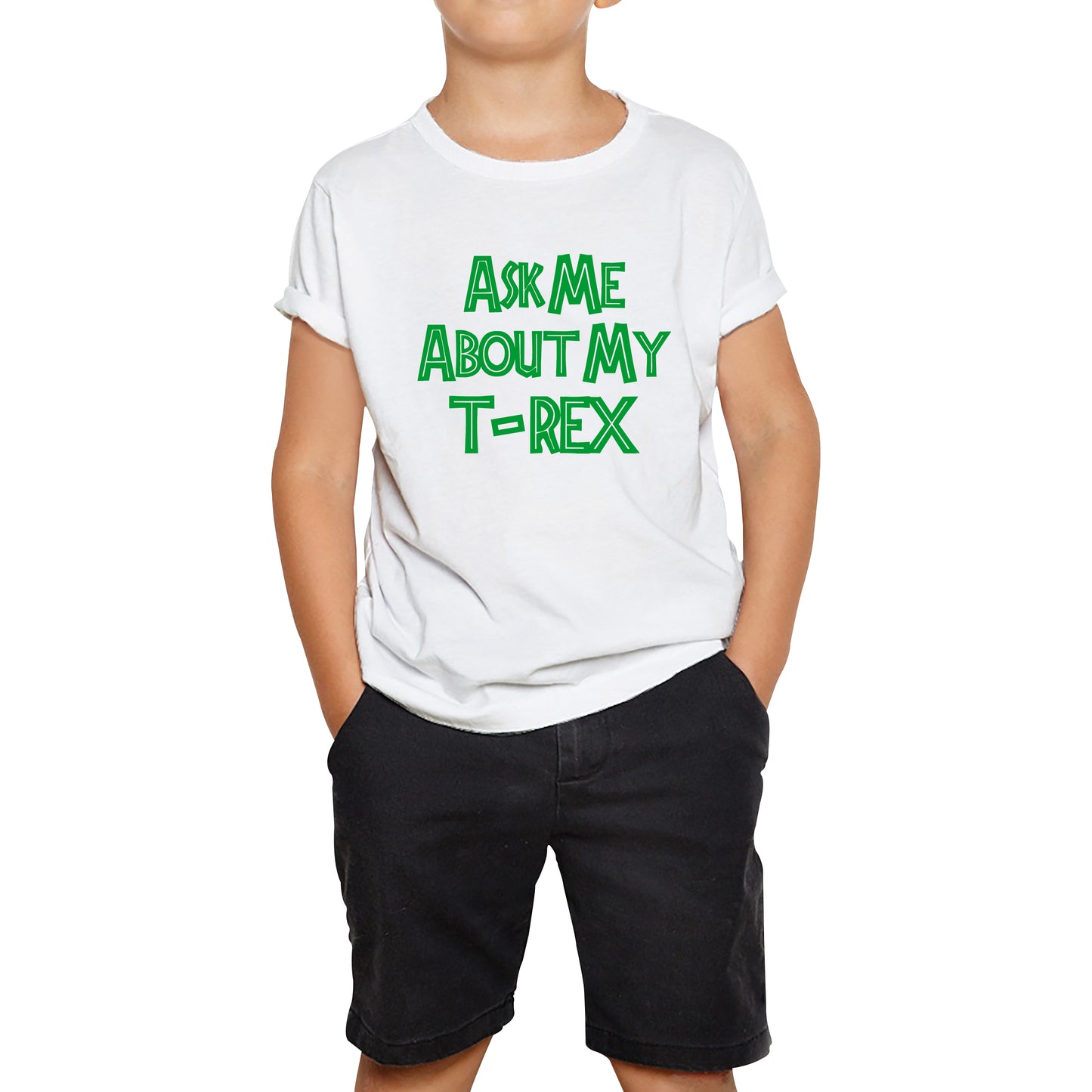 Ask Me About My T-Rex Dinosaur Flip Top Funny Prank Birthday Gift Dino Lovers Kids T Shirt