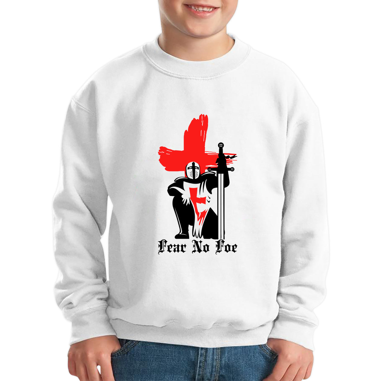 St George's Day 2023 England Red Flag Knights Templar London Saint George day Warrior Fighter Patriotic Kids Jumper