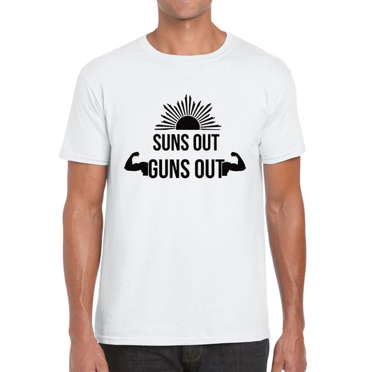 Sun Out Guns Out, Workout Gym Bodybuilding Weightlifting Motivation Mens Tee Top