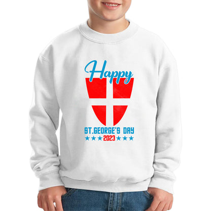 Happy St George's Day 2023 Saint George Cross Shield England Flag Religious Warriors St George Day Kids Jumper