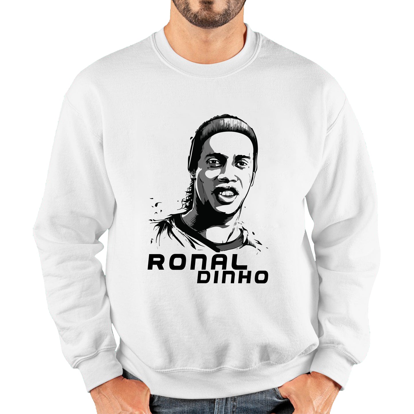 Football Player Retro Style Portrait Brazil Soccer Player Brazilian Retired Professional Footballer Sports Champion Unisex Sweatshirt