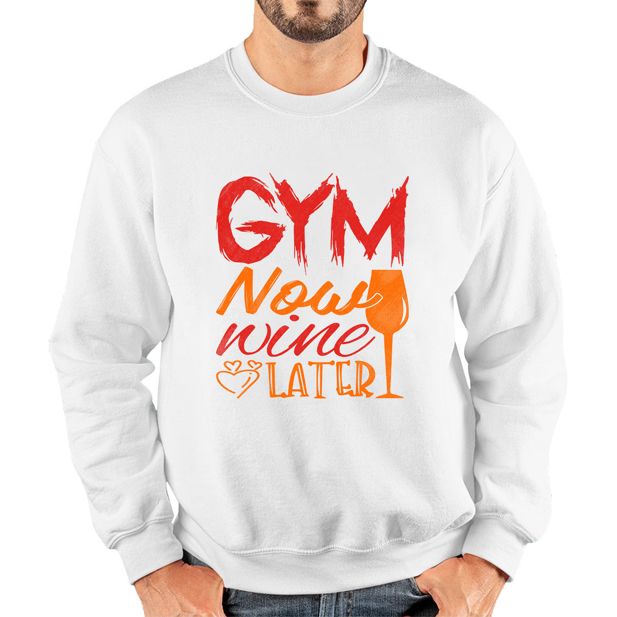 Gym Now Wine Latter Funny Gym Fitness Workout Sarcastic Wine Quotes Wine Lovers Unisex Sweatshirt