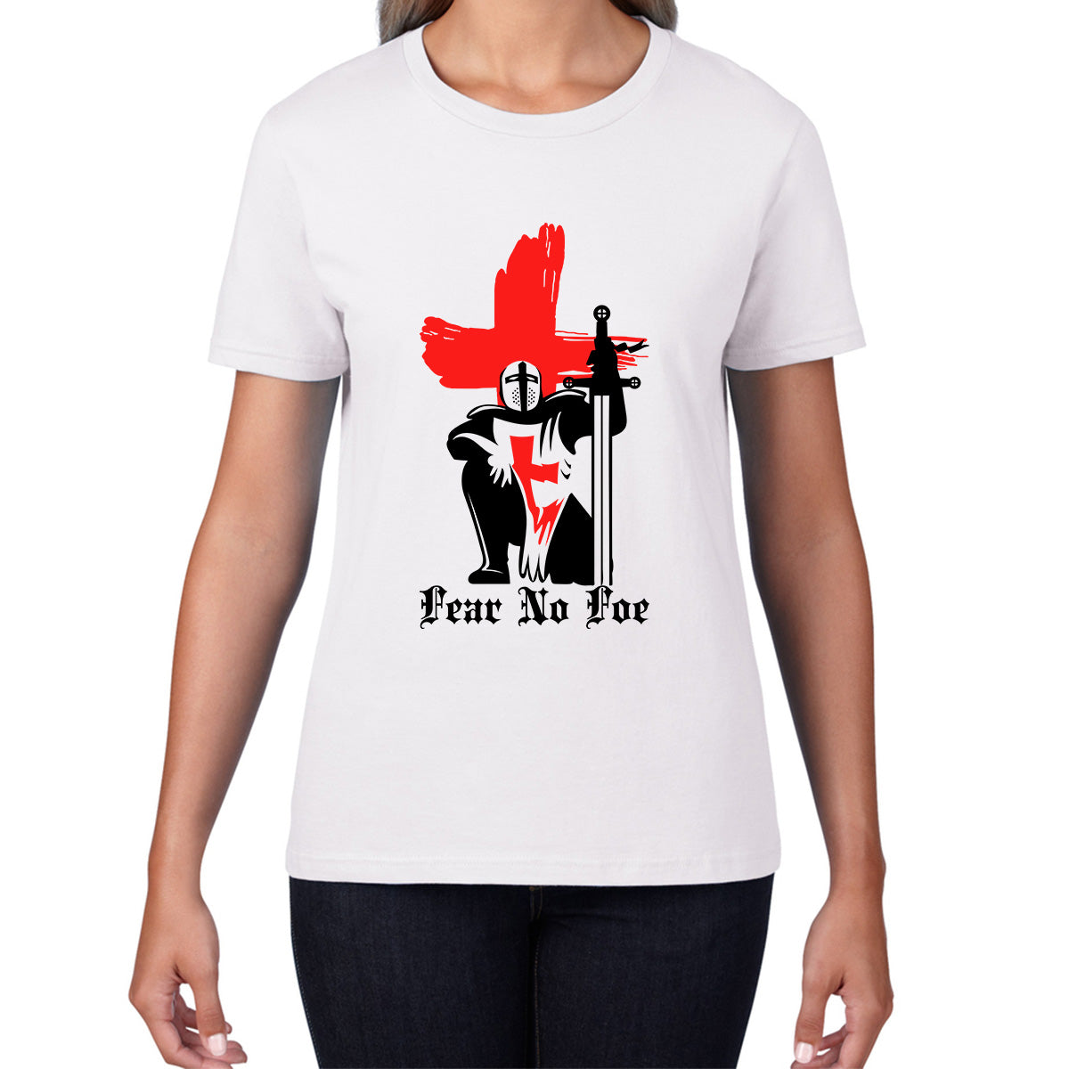 St George's Day 2023 England Red Flag Knights Templar London Saint George day Warrior Fighter Patriotic Womens Tee Top