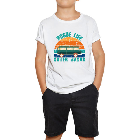 Pogue Life Outer Banks  Beach Surf Van Vintage Retro Surfing TV Series JJ Maybank Outer Banks Show OBX Fans Kids T Shirt