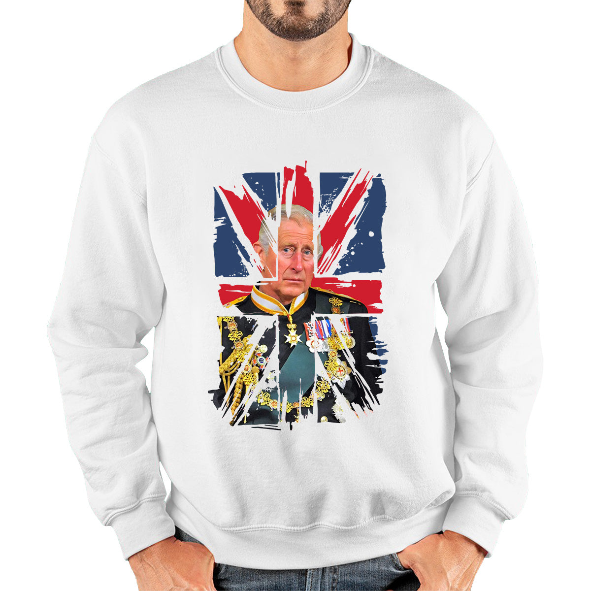 Distressed British Flag King Charles III Coronation Ruling Monarch Of England United Kingdom His Majesty Unisex Sweatshirt