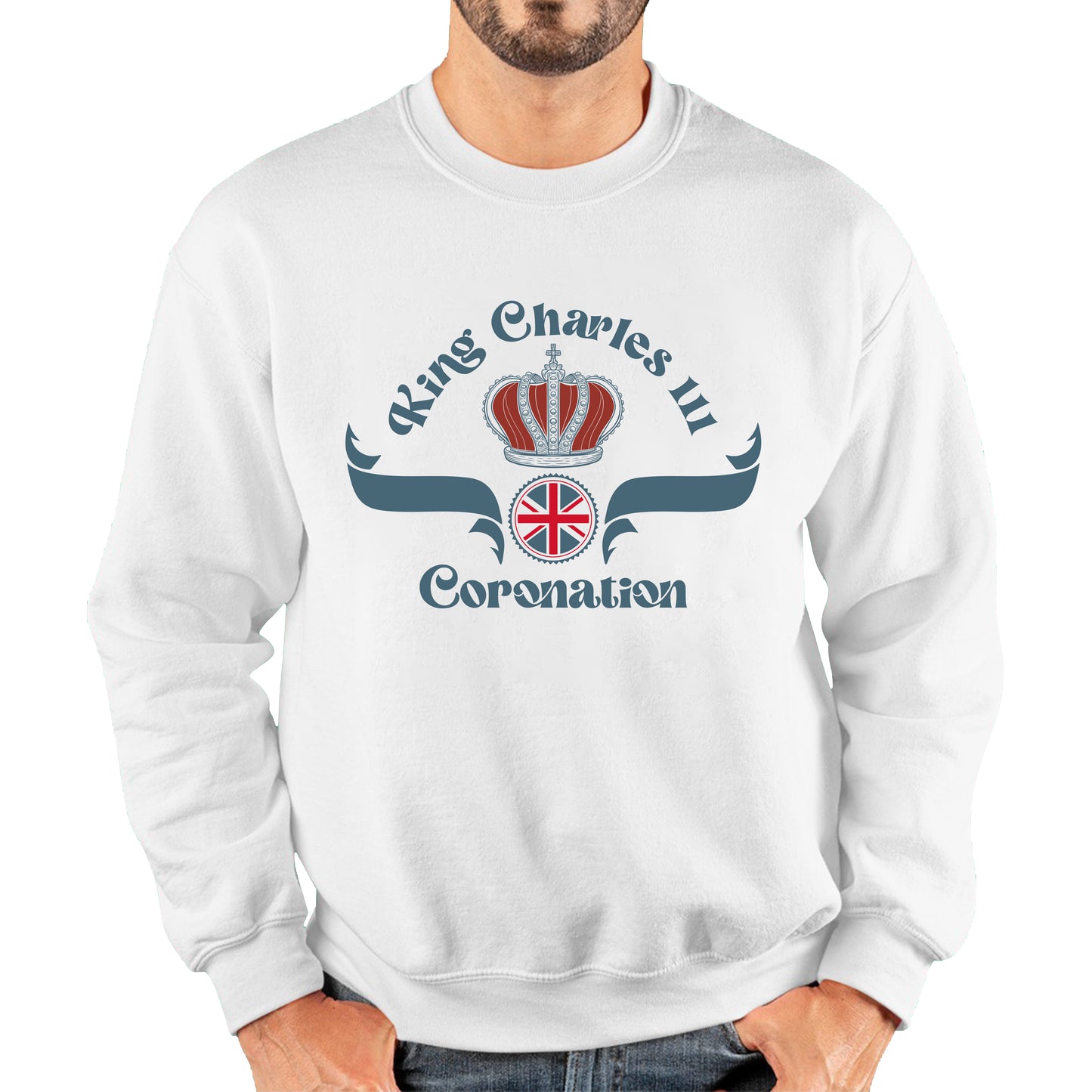 King Charles III Coronation Royal Crown CR III His Majesty Union Jack God Save The King Uk Flag Unisex Sweatshirt