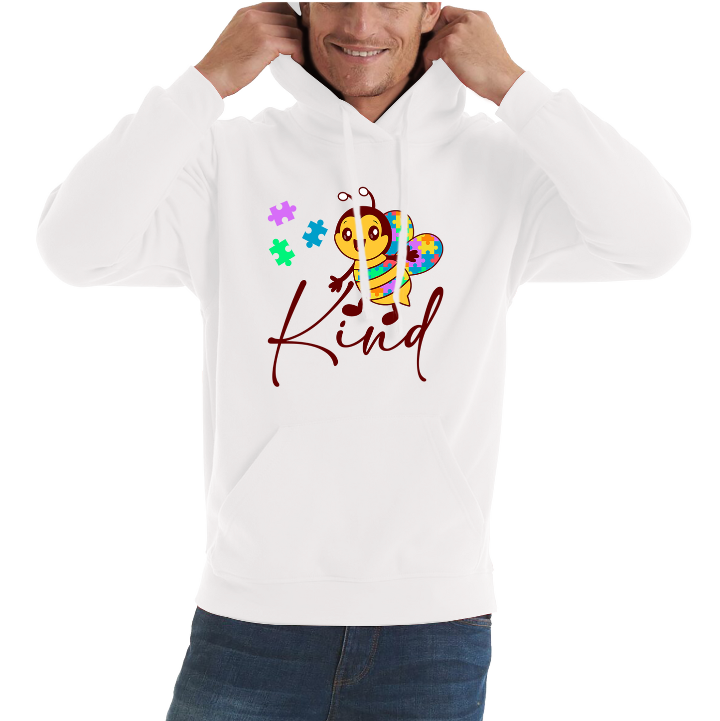 Bee Kind Autism Awareness Autism Rainbow Bee Kind Neurodiversity Honey Bee Autism  Mental Health Unisex Hoodie