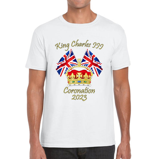 King Charles III Coronation 2023 United Kingdom Flags Royal Crown Ruling Monarch Of England CR III Mens Tee Top