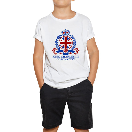 King Charles III Coronation 2023 CR III King Of England United Kingdom His Majesty Kids T Shirt