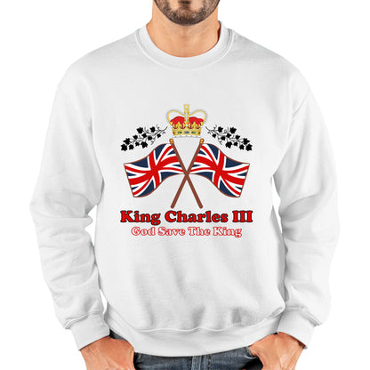 King Charles III Coronation God Save The King United Kingdom Flag Royal Crown CR III His Majesty Unisex Sweatshirt