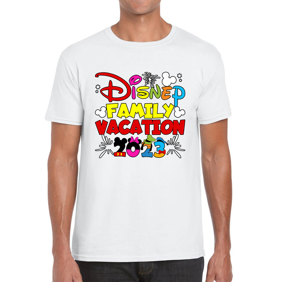 Disney Family Vacation 2023 Mickey Mouse Minnie Mouse Cartoon Disney Castle Disneyland Trip Mens Tee Top