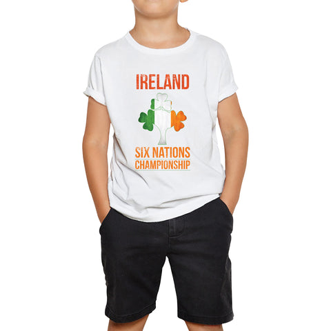 Ireland Flag Logo Rugby Cup European Support World Six Nations Championship Kids Tee
