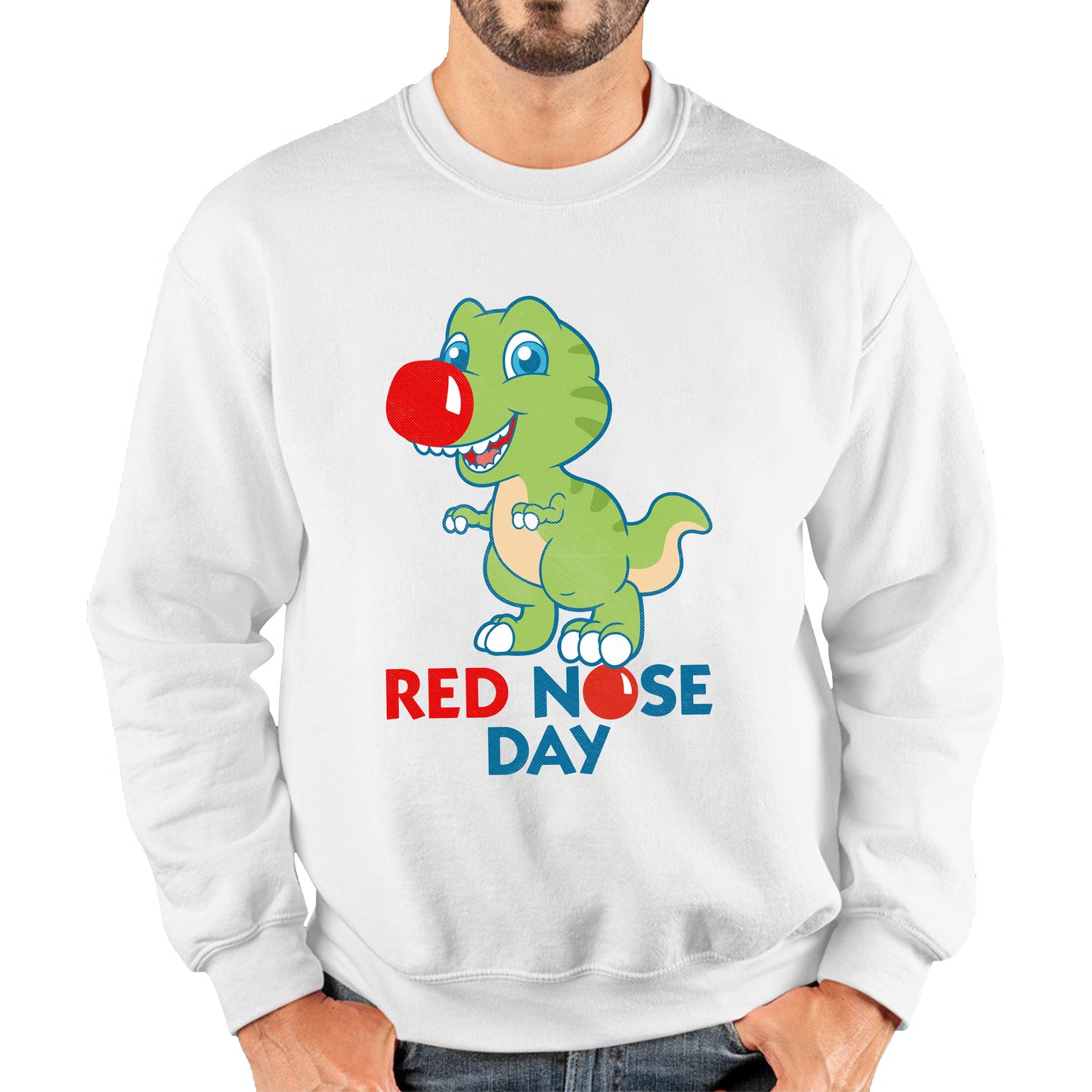 Red Nose Day T-rex Trex Lover's Gift Dynosaurs Dino Red Nose Day 2023 Unisex Sweatshirt