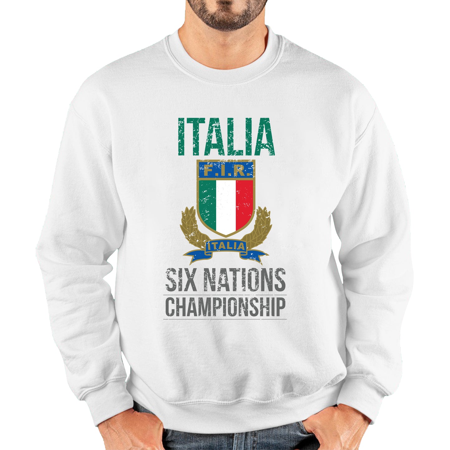 Italia Flag Logo Rugby Cup European Support World Six Nations Championship Unisex Sweatshirt