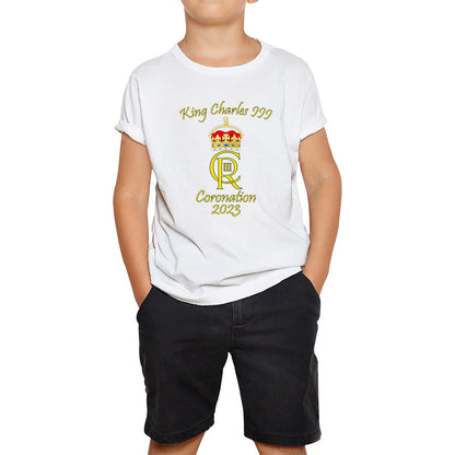 King Charles III Coronation 2023 Royal Crown Royal Cypher God Save The King Union Jack Kids T Shirt