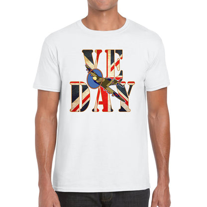 VE Day Victory In Europe Day Remembrance Day British Flag Veterans UK Victory Day 78th Anniversary World War II British Fighter Airplane Mens Tee Top