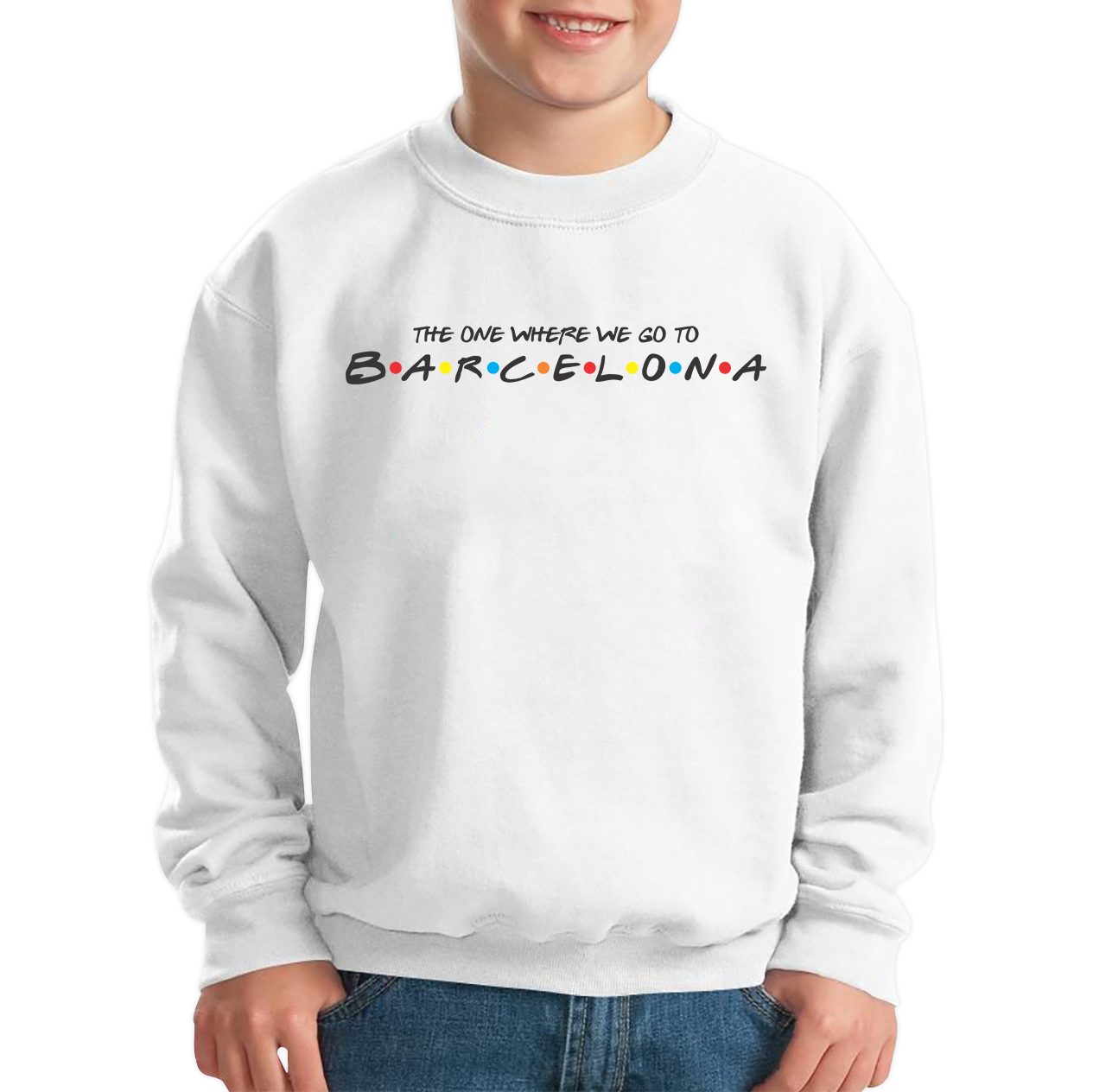 The One Where We Go To Barcelona Inspired By Friends Spoof City in Spain Kids Jumper