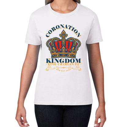 Coronation Kingdom King Charles III 6th May 2023 Royal Crown CR III His Majesty Union Jack Womens Tee Top