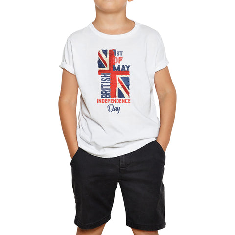 British Independence Day 1st Of May National Day UK Flag Great Britain Lest We Forget Veterans Union Jack Kids T Shirt