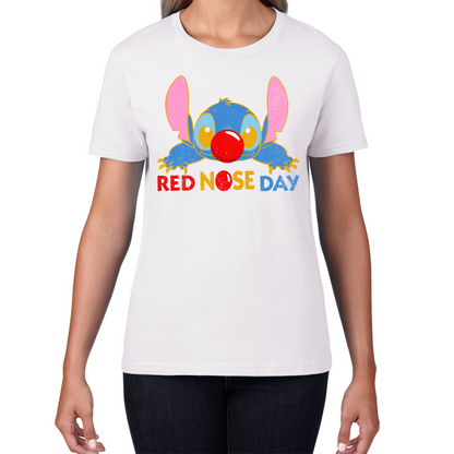 Disney Stitch Red Nose Day Ladies Top Ohana Red Nose Day Funny Ladies T Shirt. 50% Goes To Charity