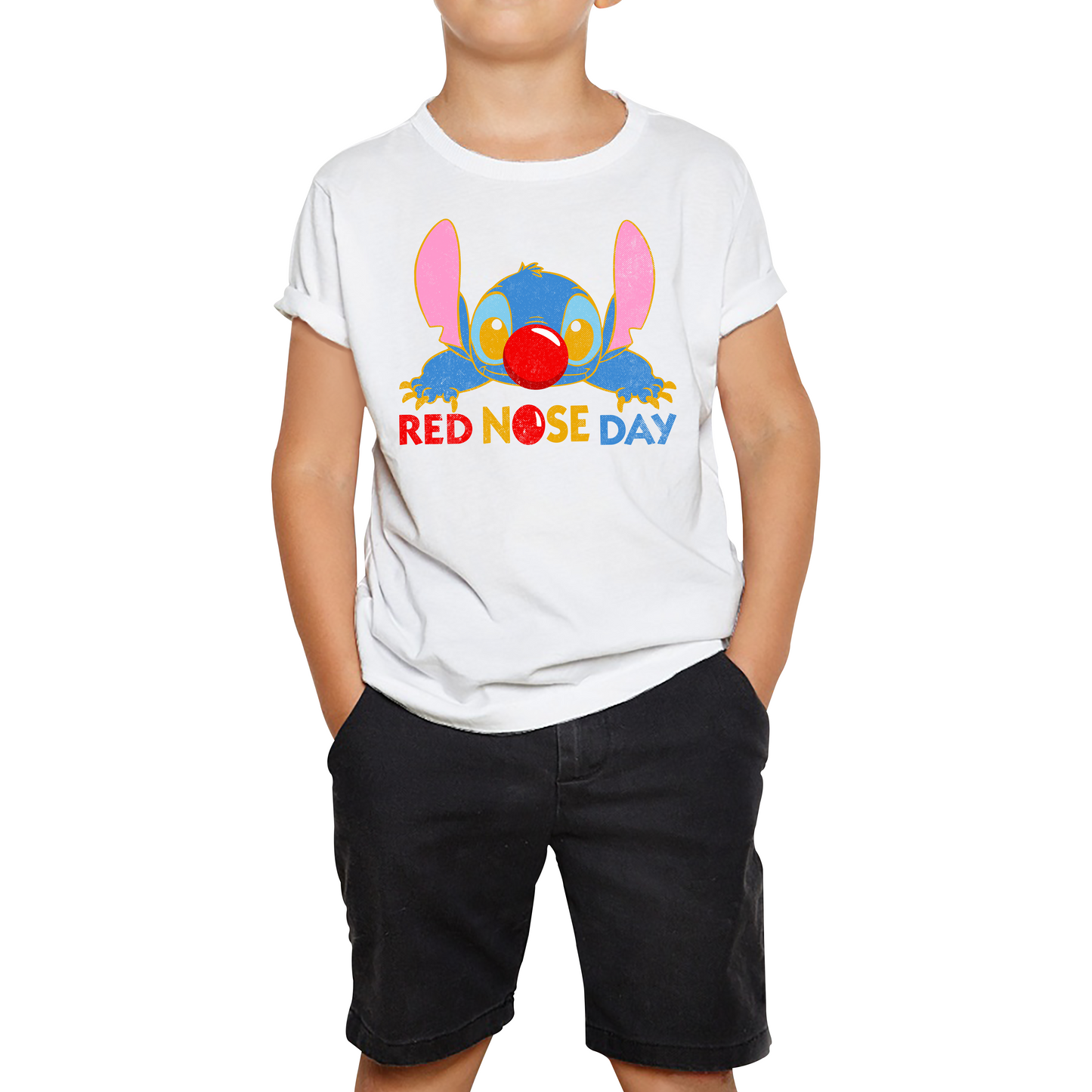 Disney Stitch Red Nose Day Kids Tee Top Ohana Red Nose Day Funny  Kids T Shirt. 50% Goes To Charity