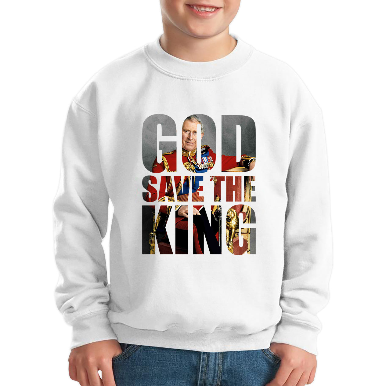 God Save The King Coronation Of King Charles III 2023 Ruling Monarch Of England CR III His Majesty Kids Jumper