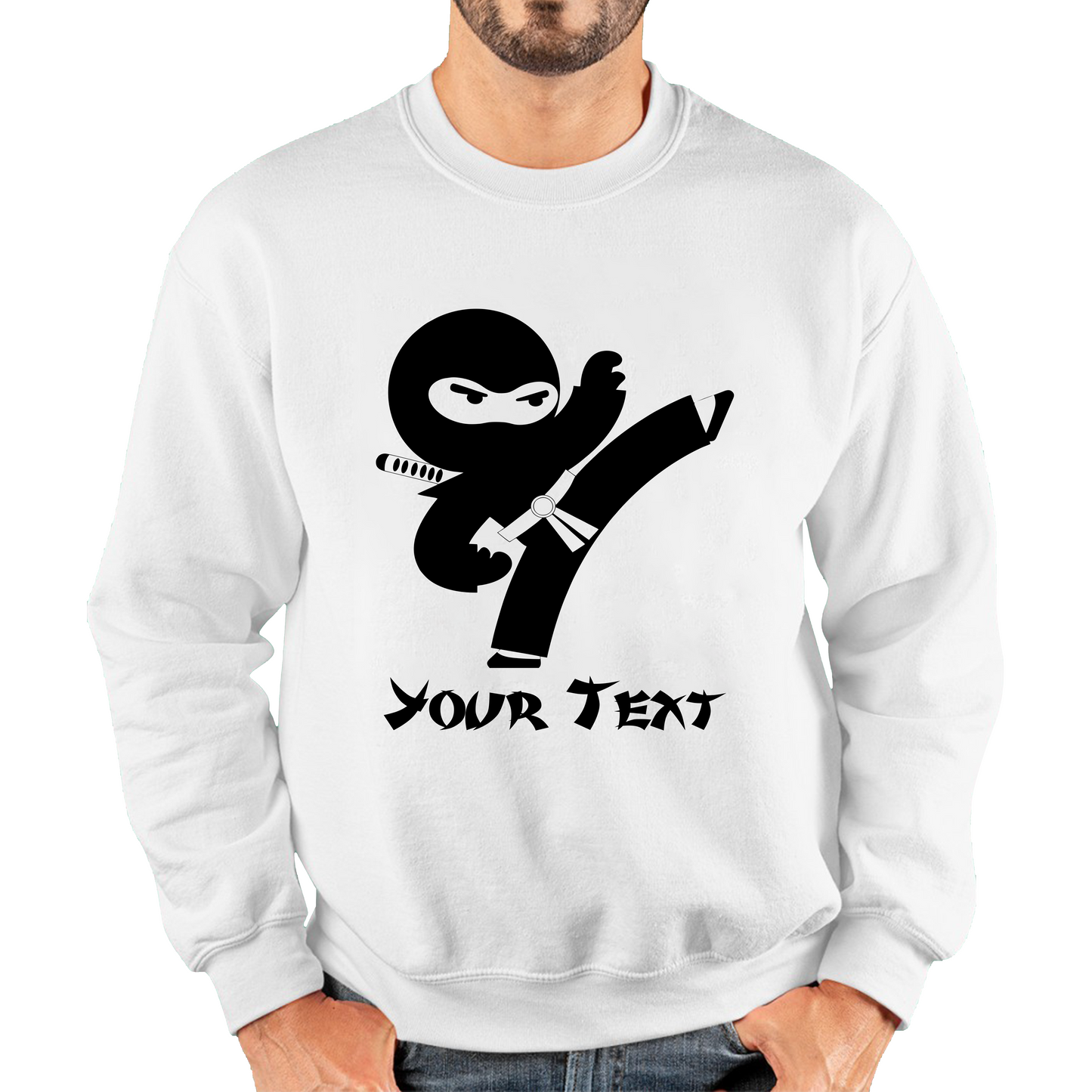 Personalised Ninja Your Name Retro Ninja Warrior Martial Arts Judo Karate Unisex Sweatshirt