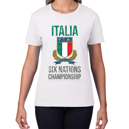 Italia Flag Logo Rugby Cup European Support World Six Nations Championship Womens Tee Top