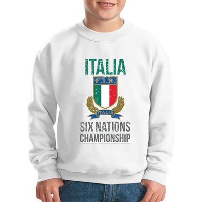 Italia Flag Logo Rugby Cup European Support World Six Nations Championship Kids Jumper