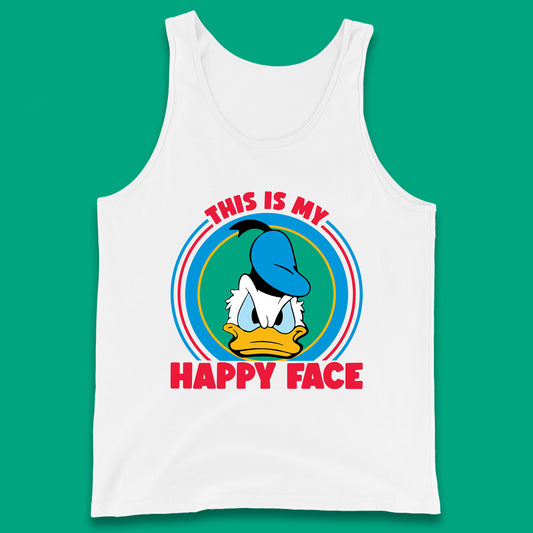 This Is My Happy Face Donald Duck Funny Animated Cartoon Character Angry Duck Disneyland Trip Disney Vacations Tank Top