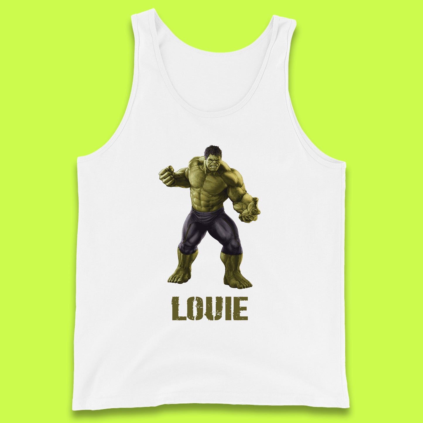 Personalised Marvel’s The Incredible Hulk Your Name Marvel Avengers Hulk Giant Man Angry Hulk Superhero  Tank Top