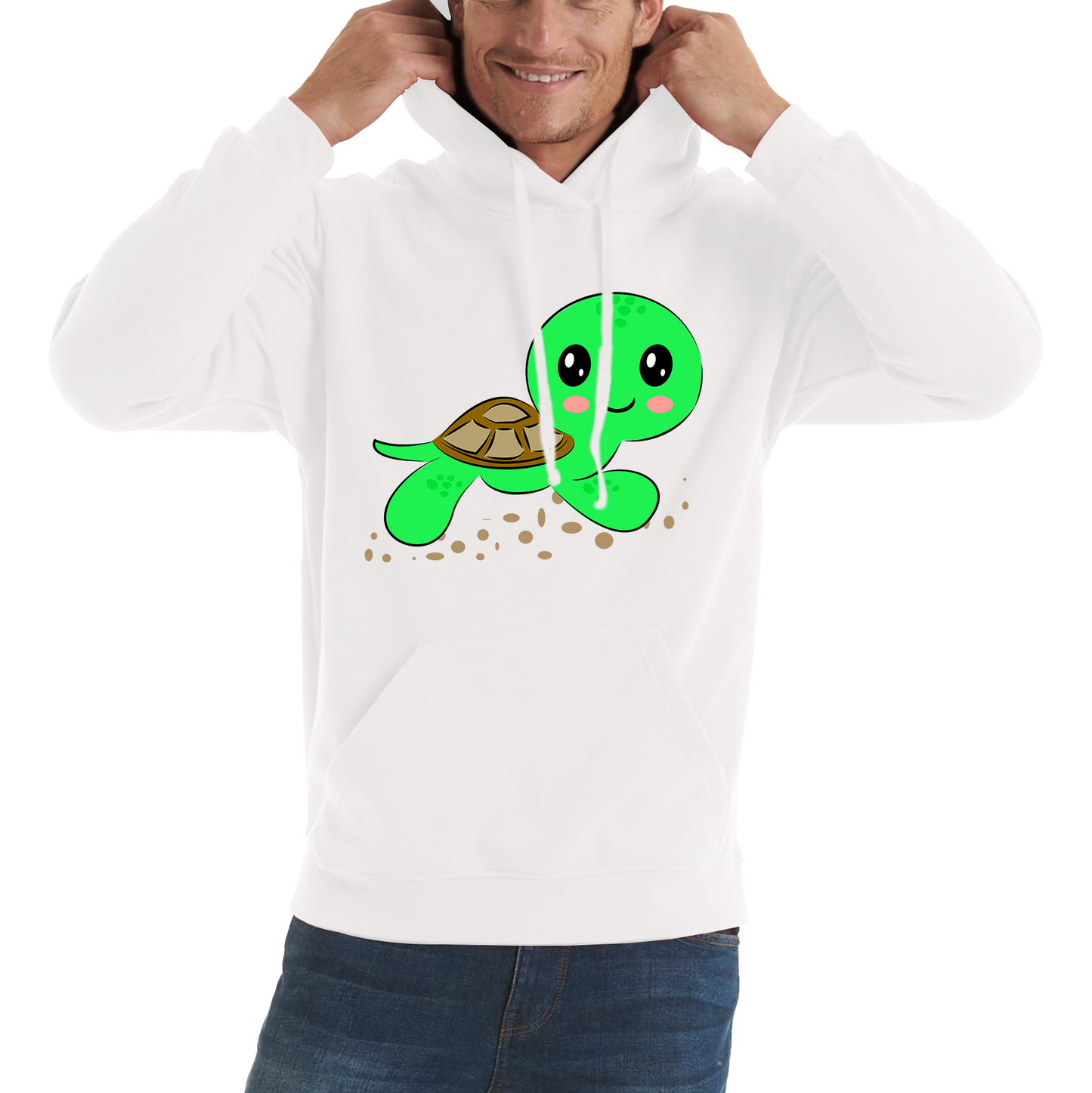 Swimming Cartoon Turtle, Funny Cute Little Sea Turtle Unisex Hoodie