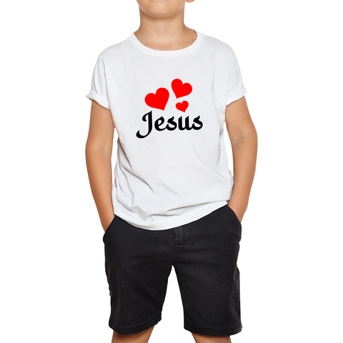 Love Jesus Hearts Jesus Christ Christians Religious Spirituality Believe Kids Tee