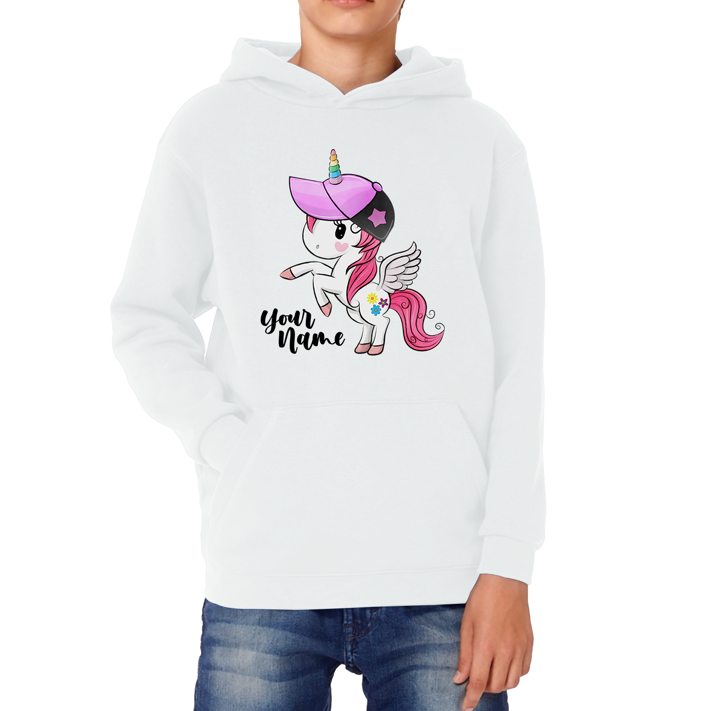 Personalised Your Name Little Unicorn Horse Hoodie